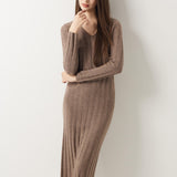 30% Cashmere 70% Merino Wool V-Neck Sweater Dress