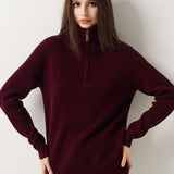 Maglione con zip e collo a lupetto in 100% lana merino