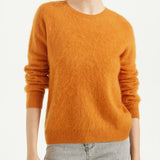 Chanyarn Women's 100% Merino Wool Luxury Soft Fall Winter Warm Crewneck Long Sleeve Brushed Fuzzy Pullover Sweater