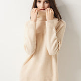 Pull à col roulé sans couture 100 % laine mérinos