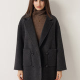 100% Merino Wool Double Breasted Short Coat