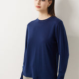 100% Merino Wool Crewneck Long Sleeve Knit Top