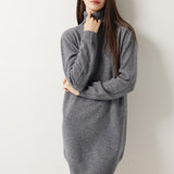 100% Merino Wool Turtleneck Knit Sweater Dress