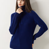 Maglione con zip e collo a lupetto in 100% lana merino