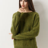 Suéter sem costura 100% lã Merino com gola redonda