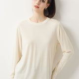 100% Merino Wool Crewneck Long Sleeve Knit Top