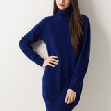 100% Merino Wool Turtleneck Knit Sweater Dress