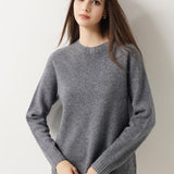 Pull à col rond sans couture 100 % laine mérinos