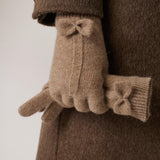 100% Pure Cashmere Gloves Winter Knit Bow Gloves