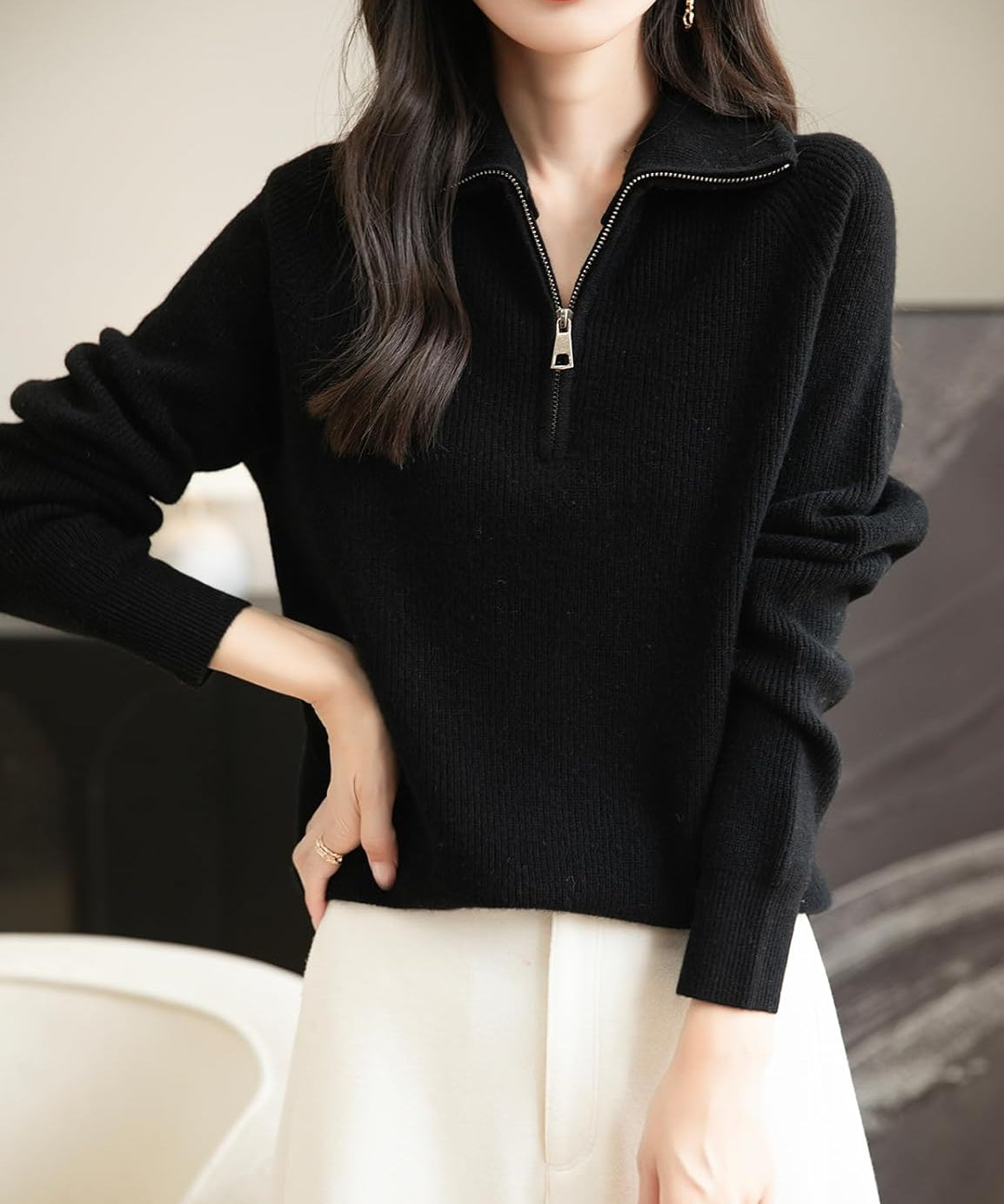 Chanyarn Women's 100% Merino Wool Sweater 2025 Fall Winter 1/4 Zip Pullover Casual Long Sleeve Knit Sweater Tops