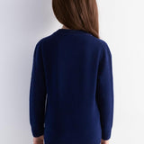 Girls 100% Merino Wool Sweater Fall Winter First-Line Ready to Wear V-Neck Long Sleeve Seamless Knit Pullover