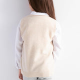 Girls 100% Merino Wool Sweater Vest Crewneck Sleeveless 2025 Fall Winter Cable Tops Knitted Pullover Vest