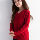 男の子と女の子100％メリノウールのセーター秋の冬のファーストラインクルーネックの長袖のシームレスセーターを着用する準備ができています