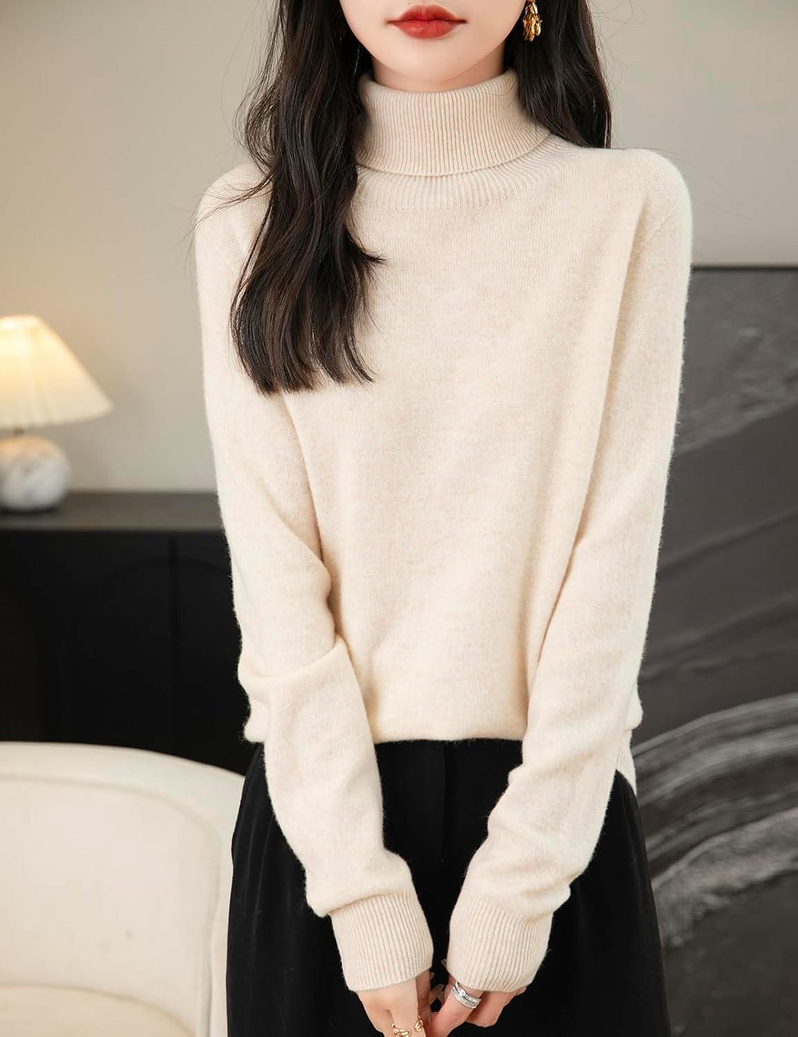 Chanyarn Women's 100% Merino Wool Turtleneck Sweater 2025 First-Line Ready to Wear Long Sleeve Seamless Knit Pullover
