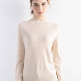 Women's Merino Wool Sweater 2025 Fall Winter Mock Neck Long Sleeve First-Line Ready to Wear Seamless Knit Sweater