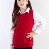 Girls' 100% Merino Wool Cable Knit Crewneck Vest