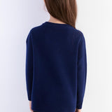 Girls 100% Merino Wool Cardigan Fall Winter First-Line Ready to Wear Crewneck Long Sleeve Seamless Sweater