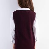 Girls 100% Merino Wool Sweater Vest Crewneck Sleeveless 2025 Fall Winter Cable Tops Knitted Pullover Vest