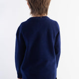 Boys 100% Merino Wool Cardigan Fall Winter First-Line Ready to Wear Crew Neck Long Sleeve Seamless Knit Sweater