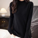 Chanyarn Women's 100% Merino Wool Seamless Sweater Mock Neck First-Line Ready to Wear Long Sleeve Ribbed Knit Pullover