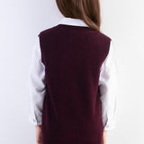 Girls 100% Merino Wool Sweater Vest V-Neck Sleevless 2025 Fall Winter Cable Tops Knitted Pullover Vest