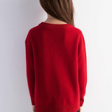 Girls 100% Merino Wool Cardigan Fall Winter First-Line Ready to Wear Crewneck Long Sleeve Seamless Sweater