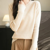 Pull à laine de mérinos 100% pour femmes 2025 Coure d'hiver automne à manches longues à manches longues chaudes et pull en tricot nerveux
