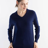 Women's Merino Wool Sweater 2025 Fall Winter V Neck Long Sleeve First-Line Ready to Wear Seamless Knit Sweater