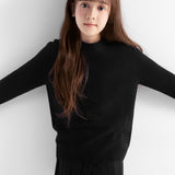 Suéter feminino 100% lã Merino com gola redonda sem costura