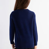 Girls 100% Merino Wool Sweater Fall Winter First-Line Ready to Wear Crewneck Long Sleeve Seamless Knit Sweater