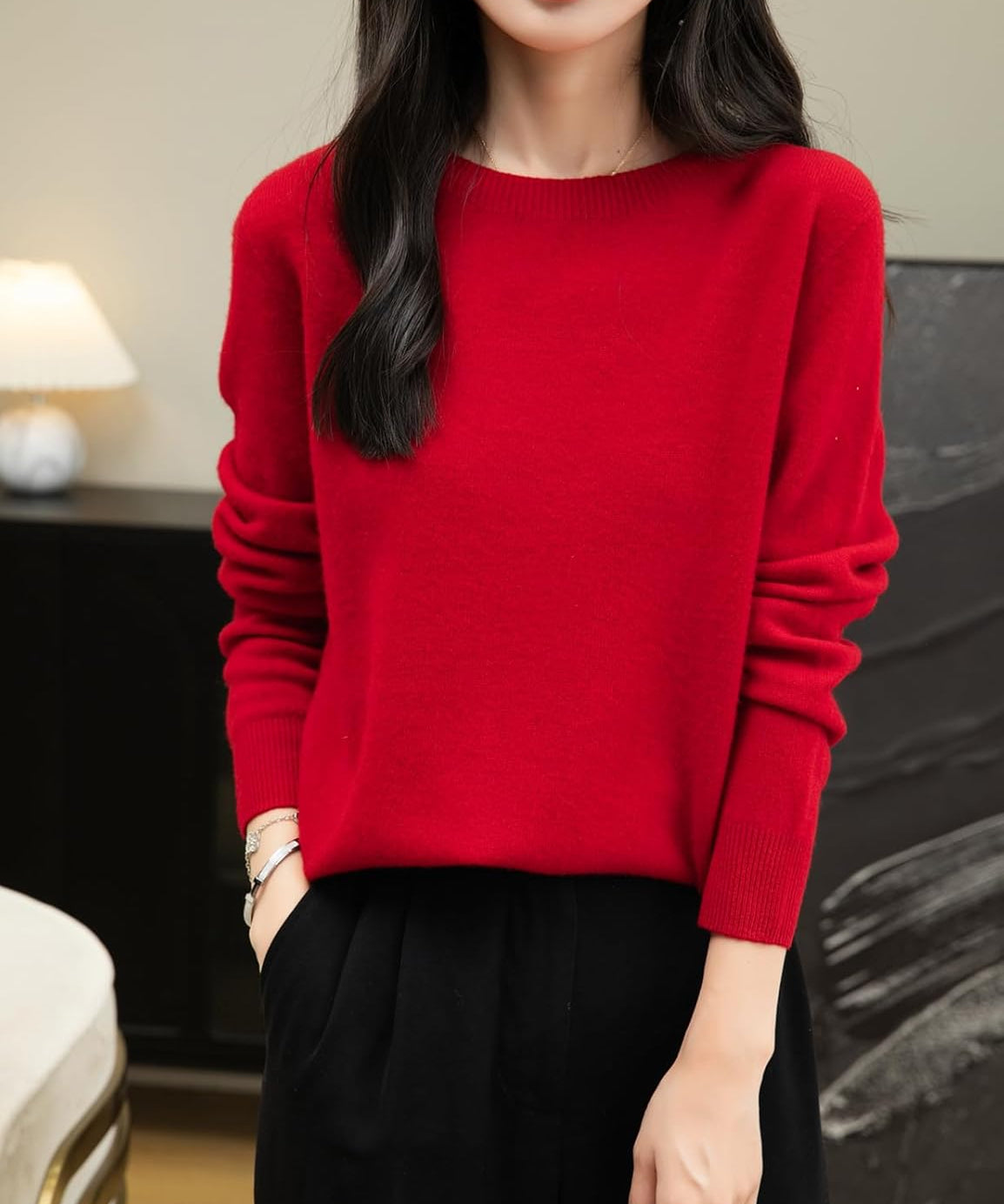 Chanyarn Women's 100% Merino Wool Crewneck Sweater 2025 First-Line Ready to Wear Long Sleeve Seamless Knit Sweater