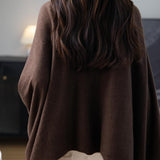 Women's Merino Wool Blend Oversized Cardigan Sweater 2025 Fall Winter Fashion Casual Batwing Sleeve Knit Cardigan