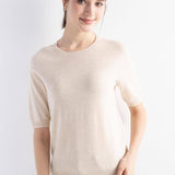 Women's Merino Wool Sweater 2025 Fall Winter Crew Neck Short Sleeve First-Line Ready to Wear Seamless Knit Sweater