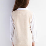 Girls 100% Merino Wool Sweater Vest V-Neck Sleevless 2025 Fall Winter Cable Tops Knitted Pullover Vest