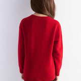 Girls 100% Merino Wool Sweater Fall Winter First-Line Ready to Wear Crewneck Long Sleeve Seamless Knit Sweater