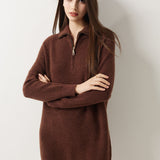 30% カシミア 70% メリノウール ハーフジップ セーター