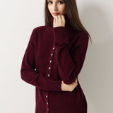 Cardigan de malha 100% lã Merino com gola alta