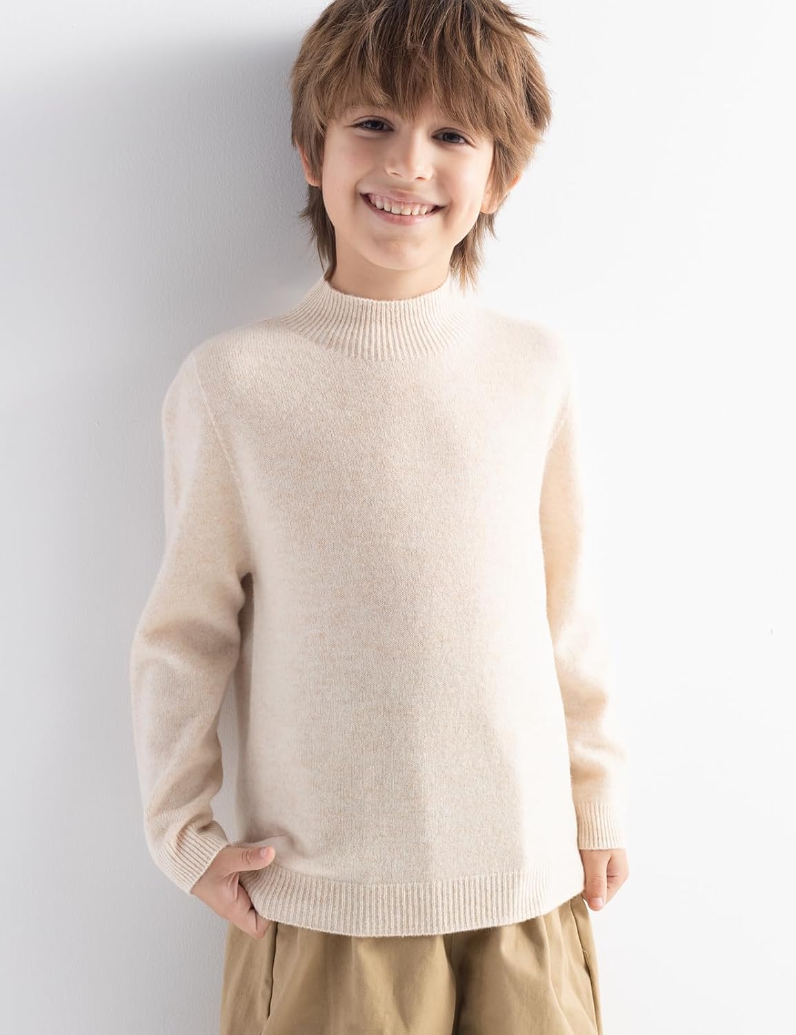 男の子の100％メリノウールセーター秋の冬のファーストライン長袖を着る準備ができているシームレスなプルオーバー