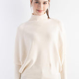 Suéter de malha grande com gola morcego e mistura de lã Merino