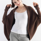 Women's Merino Wool Oversized Cardigan 2025 Fall Winter Open Front Batwing Sleeve Rib Knit Slouchy Cardigan Sweater