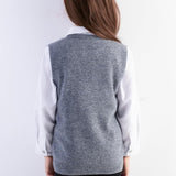 Girls 100% Merino Wool Sweater Vest Crewneck Sleeveless 2025 Fall Winter Cable Tops Knitted Pullover Vest