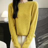 Women's 100% Merino Wool 2025 Fall Winter Crewneck First-Line Ready to Wear Long Sleeve Seamless Knit Sweater