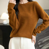 Women's 100% Merino Wool 2025 Fall Winter Crewneck First-Line Ready to Wear Long Sleeve Seamless Knit Sweater