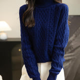 Chanyarn Women's 100% Merino Wool Sweater 2025 Fall Winter Turtleneck Vintage Warm Soft Long Sleeve Cable Knit Sweater