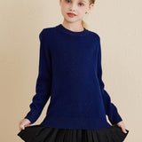 Chanyarn Girls 100% Merino Wool Sweater 2025 Fall Winter Kids Solid Crew Neck Warm Soft Long Sleeve Knit Pullover Jumper