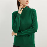 100% Pure Cashmere Women's Sweater Mock Neck Long Sleeve Warm Soft 2025 Fall Winter Knit Pullover