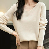 Chanyarn Women's 100% Merino Wool V Neck Sweater 2025 First-Line Ready to Wear Casual Long Sleeve Seamless Knit Sweater