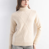 Mongolian Cashmere Women’s Cable Knit Turtleneck