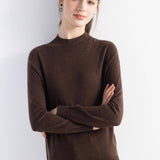 Women's Merino Wool Sweater 2025 Fall Winter Mock Neck Long Sleeve First-Line Ready to Wear Seamless Knit Sweater
