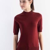 Women's Merino Wool Sweater 2025 Fall Winter Mock Neck Short Sleeve First-Line Ready to Wear Seamless Knit Sweater